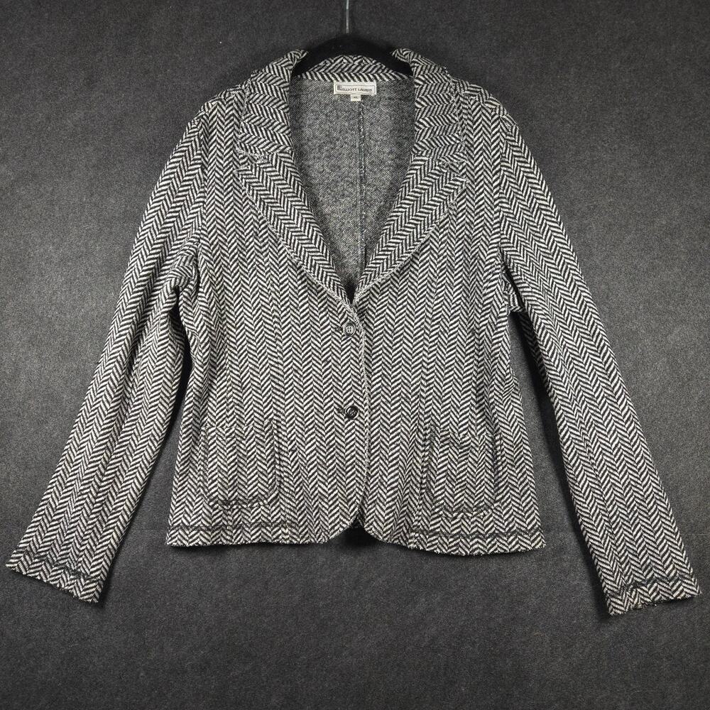 Vintage Elliott Lauren Blazer Jacket Femme XL Wool Cotton Houndtooth USA Made